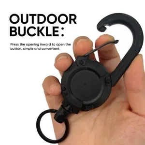 1 Pack Retractable Tactical Key Chain Reel Holder Heavy Duty Cord Carabiner - Picture 1 of 7