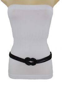 Boucle infinie femme noire hanche haute taille métal charme mode ceinture sexy S M L