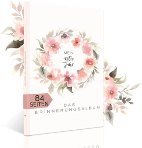 Babyalbum „Mein Erstes Jahr“ A4 Fotoalbum Erinnerungsbuch Rosa – Geschenk - Bild 1 von 16