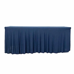6 ft Wavy Rectangular Fitted Tablecloth Premium Spandex Table Cover Party Events - Picture 1 of 59