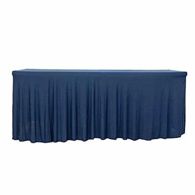 6 ft Wavy Rectangular Fitted Tablecloth Premium Spandex Table Cover Party Events - Image 1 of 4