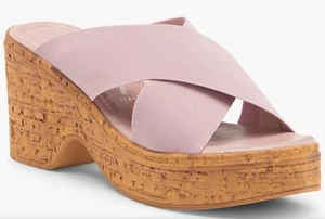 ITALIAN SHOEMAKERS NIB $120 NAIBE  CRISSCROSS PINK PLATFORM SLIDE SANDAL. 8.5 M - Picture 1 of 12