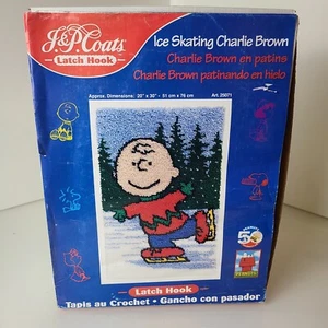 Peanuts JP Coats Latch Hook Kit Ice Skating Charlie Brown 25071 Snoopy Christmas - Picture 1 of 5