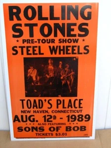 Vintage Rolling Stones Concert Poster Toads Place New Haven, CT, 1989 14x22 - Picture 1 of 1