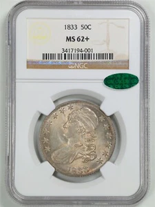 1833 50C Capped Bust Half Dollar MS62+ NGC CAC 3417194-001 - Picture 1 of 4