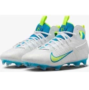 Nike Alpha Huarache 9 Elite Mid NBY LAX SE Lacrosse Cleats Sz 7.5 FV6149 100 - Picture 1 of 5
