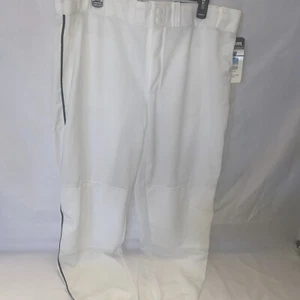 🥎Baseball Pants Adult 2XL – White w/ Black Piping – Heavyweight Pro Tunnel Belt - Picture 1 of 8