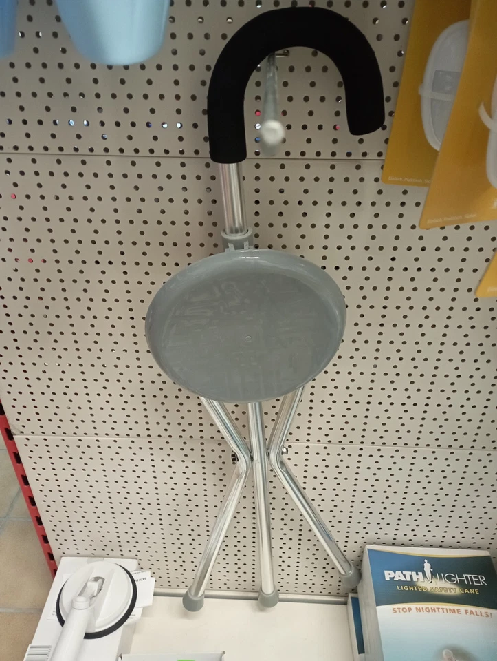 Gehstock mit Sitzfläche Sitzstock Stuhl Hocker Camping klappbar Aluminium - Bild 1 von 1