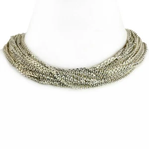 FASHION NECKLACE 17 INCHES GOLD PLATED WHITE ALUMINIUM MULTI LAYERED CHAIN - Picture 1 of 1