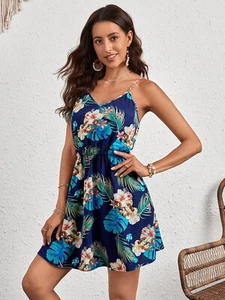 Tween Girl Tropical Print Cami Dress Size 11-12yr Like New - Picture 1 of 8