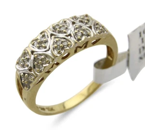 Heart Ring 10k Solid Yellow Natural Mined Diamonds - Picture 1 of 10