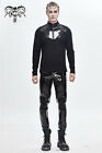  Men's Gothic Bright Pu Leather Skinny Trousers Elasticity Mesh Splicing Pants