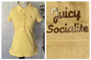 Juicy Couture VTG 90/Y2K Jr Wom L Long Polo Shirt Ruffled Hem “Juicy Socialite” - Picture 1 of 10