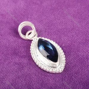 London Blue Topaz Gemstone Birthday Sister Boho Pendant Jewelry Sterling Silver - Picture 1 of 7