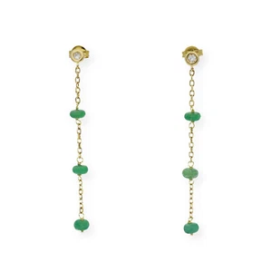 Pendientes Esmeradas Perlas Oro 18 K Complementos de Mujer Joyería de Moda - Imagen 1 de 16
