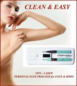 CLEAN & EASY PERSONAL DELUXE  NON - LASER ELECTROLYSIS  FACE + BODY + STYLET PEN