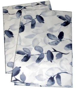 Sferra Jatelli King Sham SET/2 Egyptian Cotton Sateen White/Navy Leaf Italy New - Picture 1 of 3