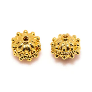 25 Pcs 11X9mm Bali Bead Metal bead 18k Gold Plated - Picture 1 of 7