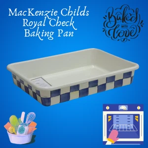 McKenzie Childs Blau Royal Check Backform 13 x 9" Emaillegeschirr - Bild 1 von 3