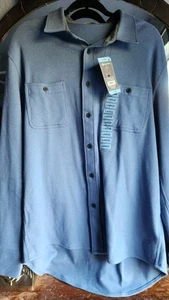 Men’s Cozy Soft Long Sleeve Brushed Knit Button Up Shirt Sweater Blue Sz L NWT  - Picture 1 of 7