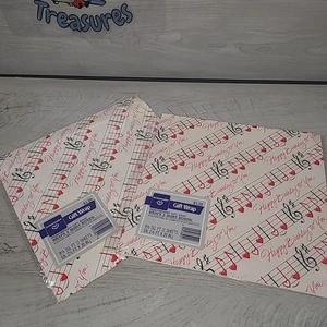 Vintage Geschenkverpackung Musik Musiker Band Geburtstag NEU NOS 2,5 Fuß x 20 Zoll (2er-Packung) - Bild 1 von 3