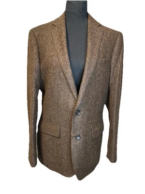 J.Crew Blazer Mens 38R Herringbone Moon Tweed British Wool Sport Coat Brown - Image 1 of 4