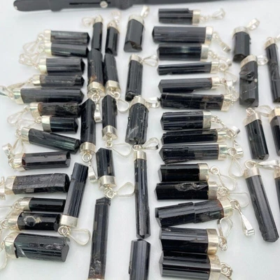 Sterling silver .925 handmade Black Tourmaline pendants wholesale 50 pcs lot - Image 1 of 4