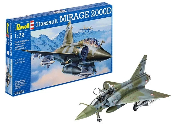 REVELL 1:72 KIT AEREO DASSAULT MIRAGE 2000D  LUNGHEZZA  20,7 cm  74 PEZZI  04893 - Immagine 1 di 1