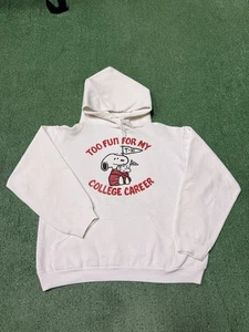 Vintage 70s Russell Athletic Peanuts Snoopy College Hoodie Medium White MARKED - Picture 1 of 14