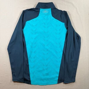 Under Armour Run Quarter Zip Pullover Mens Medium Blue Fitted Perforated Stretch - Picture 1 of 10