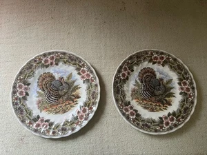 Churchill Myott Thanksgiving Turkey Dessert Plates Set 2 - Picture 1 of 5