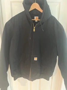 2019 Carhartt J140 Black Quilted Hooded Work Jacket USA Made Size 2XL Tall - Picture 1 of 12