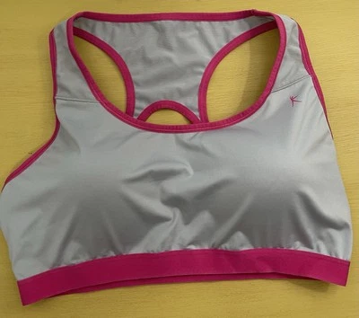 Danskin Racer Back Padded Sports Bra Light Grey With Pink Trim 2XL - Imagem 1 de 3