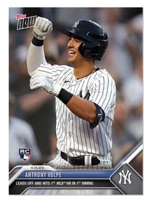 2023 Topps Now Anthony Volpe Rookie Card RC Lead Off And Hits 1st MLB HR in 1st - Picture 1 of 2