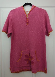 Quacker Factory Medium Beach Bathing Suit Cover Up Pink Short Sleeve Summer - Picture 1 of 22