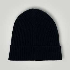Maison Andes 100% Cashmere Black Ribbed Beanie - Picture 1 of 2