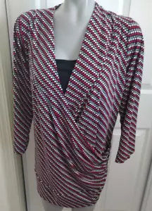 Blusa Top Covington Damas Talla 24-26W Imitación Envoltura Manga Larga Poli Spandex - Imagen 1 de 7