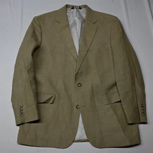 Jos A Bank 44R Beige Yellow Khaki Linen Wool Mens Blazer Suit Jacket Sport Coat - Picture 1 of 12
