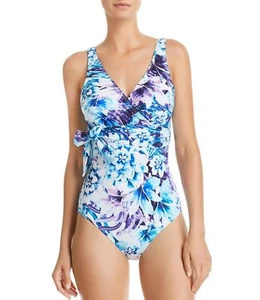 TOMMY BAHAMA Women’s Light Blue Floral Sculpt One Piece Swimsuit, White, 8 - Picture 1 of 1