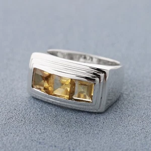 Yellow Citrine Ring Wedding Band November Birthstone Gift For Mom Jewelry Gifts - Picture 1 of 5