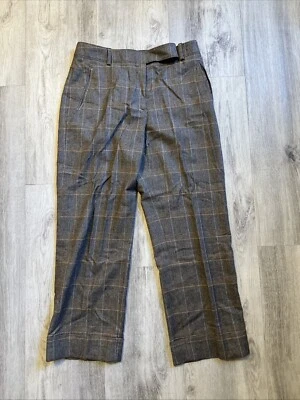 Piazza Sempione Italian Wool Cashmere Women Size 29 Brown Plaid Cropped Pants - Image 1 of 4