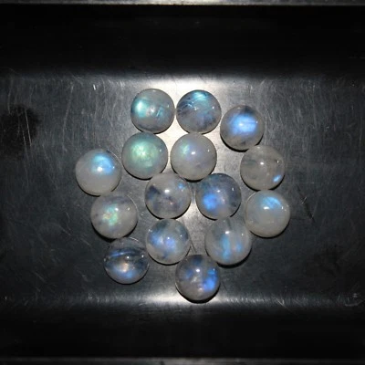 Natural Rainbow Moonstone 8mm Flat Back Round Cabochon Loose Gemstone(s) - Image 1 of 2