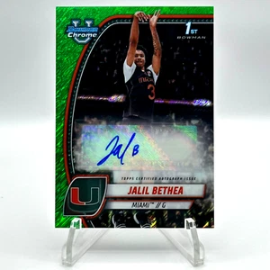 Bowman Chrome U Jalil Bethea #28 Green Shimmer Auto 2024-25 - Miami Hurricanes - Imagen 1 de 3