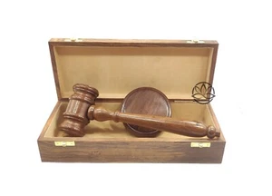 Unbreakable joint Rosewood Gavel and block premium handcrafted gavel box beige - Bild 1 von 6