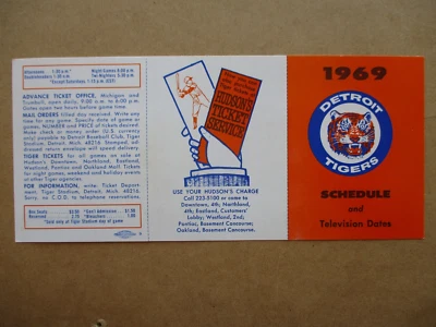1969 DETROIT TIGERS POCKET SCHEDULE - Image 1 of 2