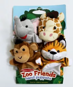 Melissa & Doug Farm Friends Handpuppen Set Plüsch Tiger Elefant Affe Giraffe - Bild 1 von 5