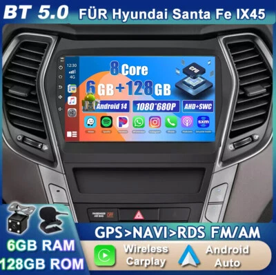 AUTORADIO FÜR Hyundai Santa Fe IX45 2013-2018 CARPLAY ANDROID 14 NAVI GPS BT-5.0 - Bild 1 von 4