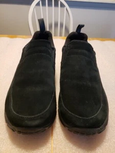 LL Bean Mens Black Suede Round Toe Slip On Loafer Shoes Size 10 Med - Picture 1 of 7