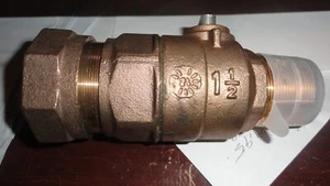 CANADA 1-1/2” IPS x 2" CTS in-line Brass Curb Stop Valve FREE SHIP SAME DAY - Picture 1 of 3