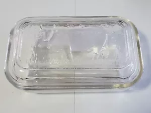 Cow Glass Refrigerator Dish with Lid Country Butter Dish Arcoroc France Vintage - Picture 1 of 2